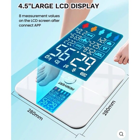 HEYAXA Bluetooth Smart Body Fat Scale - White - 400 lb capacity - Picture 3 of 7